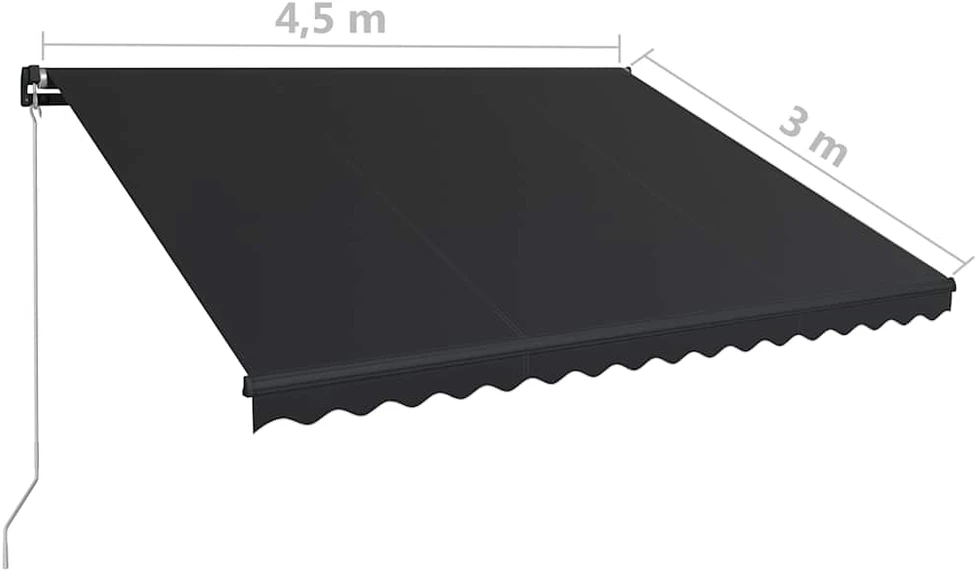 Rankiniu būdu ištraukiama markizė su LED, antracito, 450x300cm