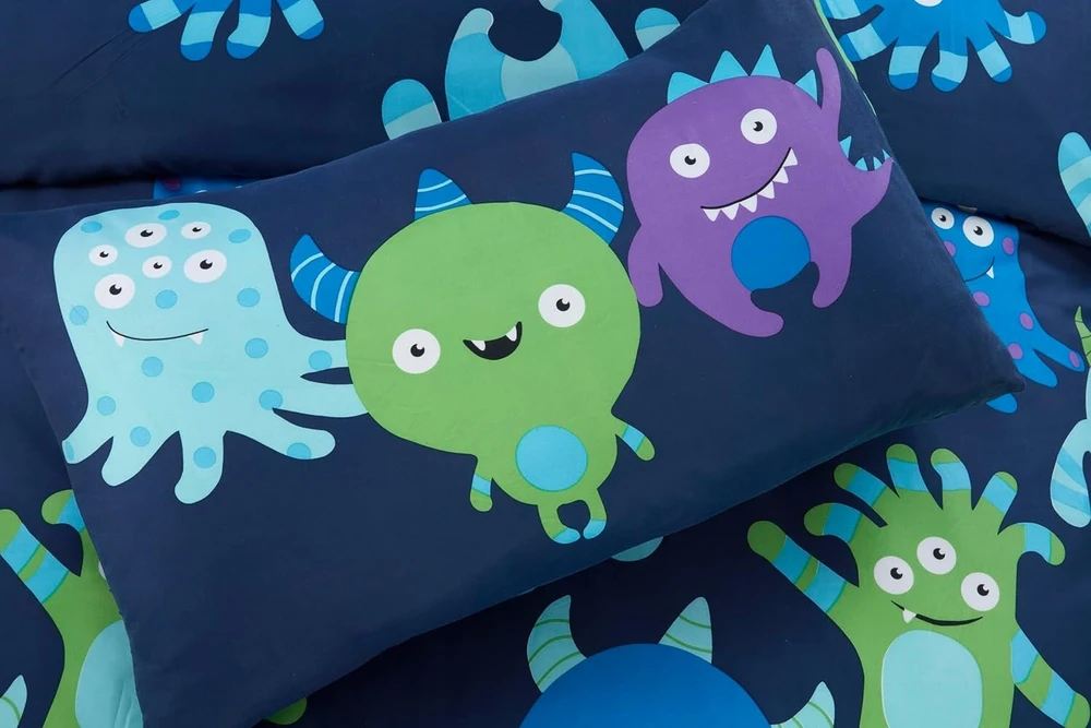 Patalynės komplektas Rapport Home Kids viengulis patalynės užvalkalų komplektas Monster, tamsiai mėlynas su derančiu pagalvės užvalkalu