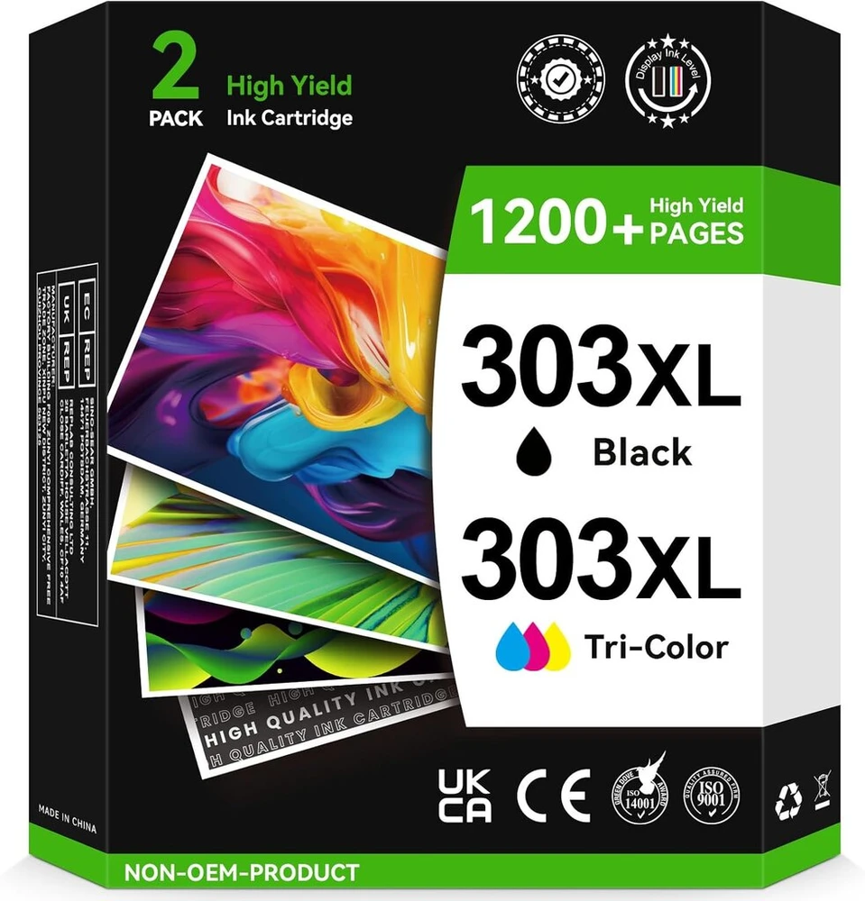 Rašalo kasetės Hp 303xl Juoda/spalvota (750/450+ psl.)