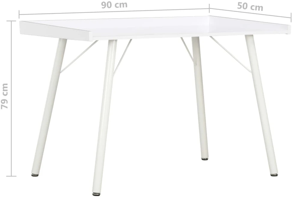 Rašomasis stalas, baltos spalvos, 90x50x79cm