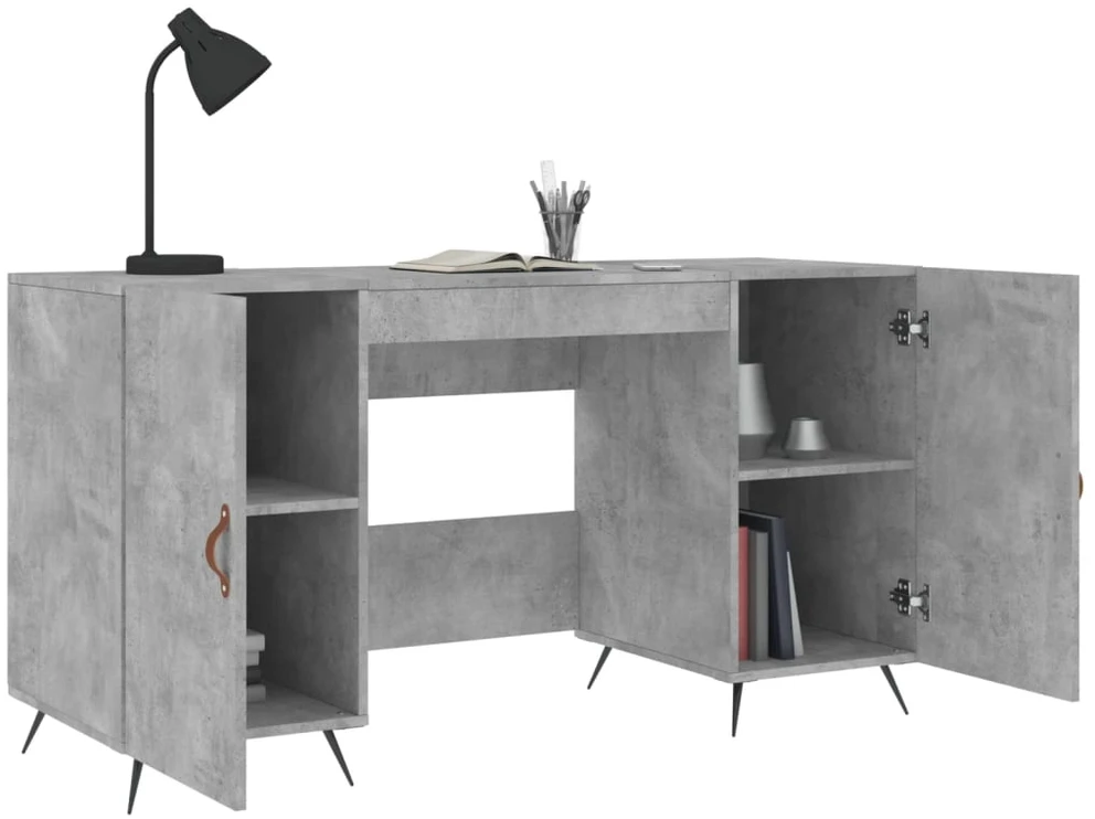 Rašomasis stalas, betono pilkas, 140x50x75cm, apdirbta mediena