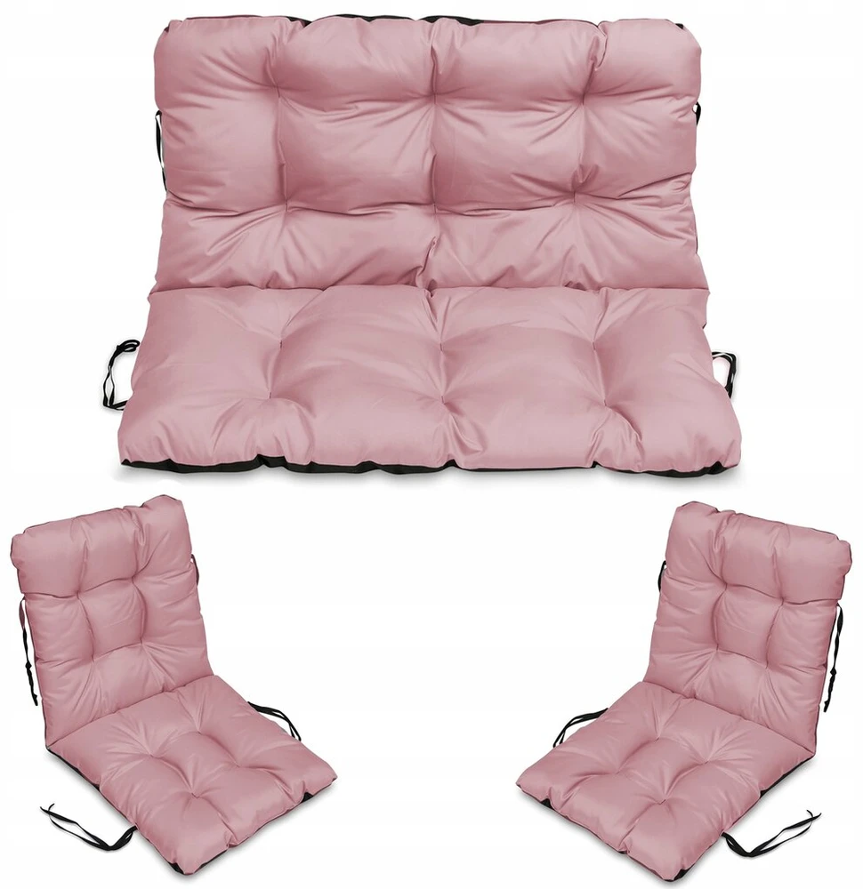 Rattan pagalvės 120x60x50 komplektas 2+1 pudros rožinė