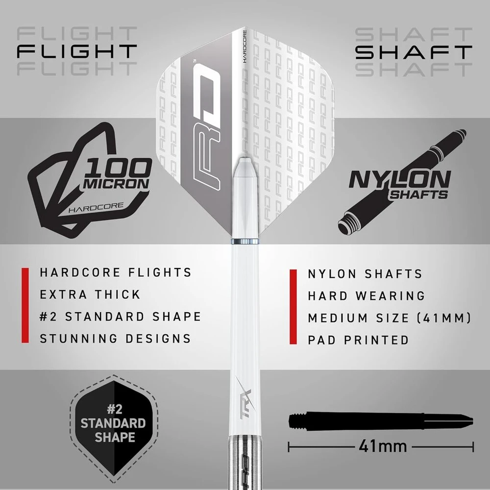 Raudona Dragon Javelin serija: volframiniai smiginiai su plunksnomis ir koteliais, 20 g, 22 g, 24 g