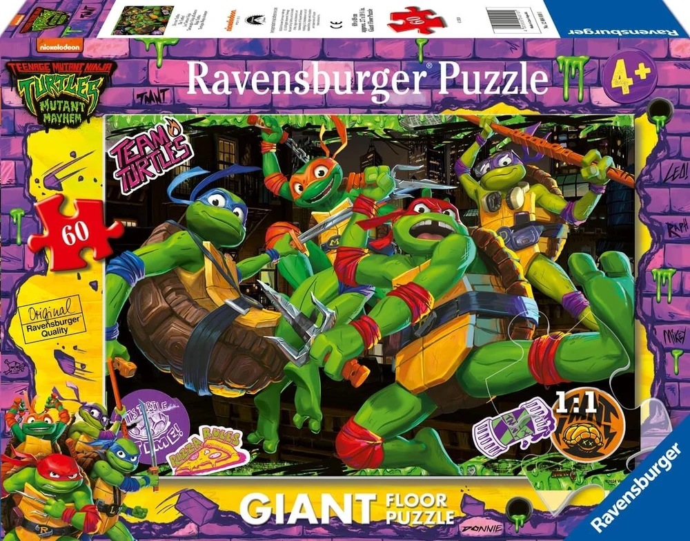 Ravensburger 12004010 1 vėžliukai nindzės dėlionė, 60 dalių, didelė 2d, įvairiaspalvė