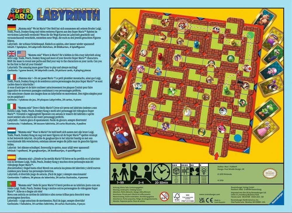 Ravensburger 26063 šeimos žaidimas super mario labyrinth stalo žaidimas, įvairiaspalvis