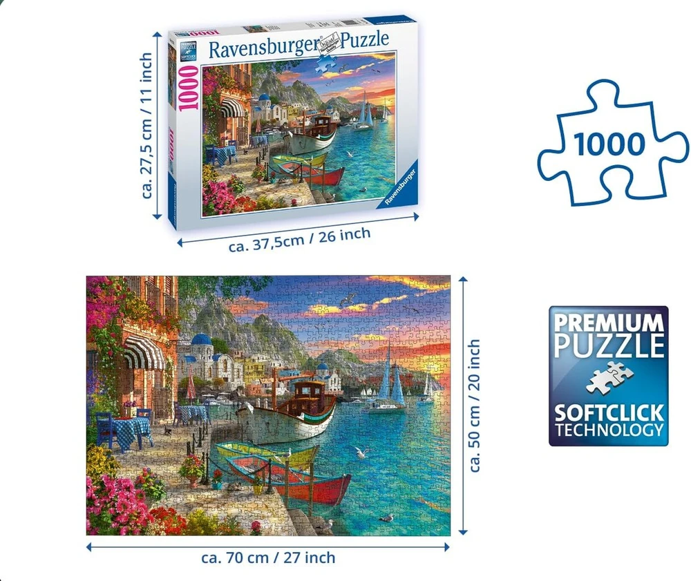 Ravensburger 2d dėlionė 1000 detalių: Nuostabi Graikija, senas dizainas