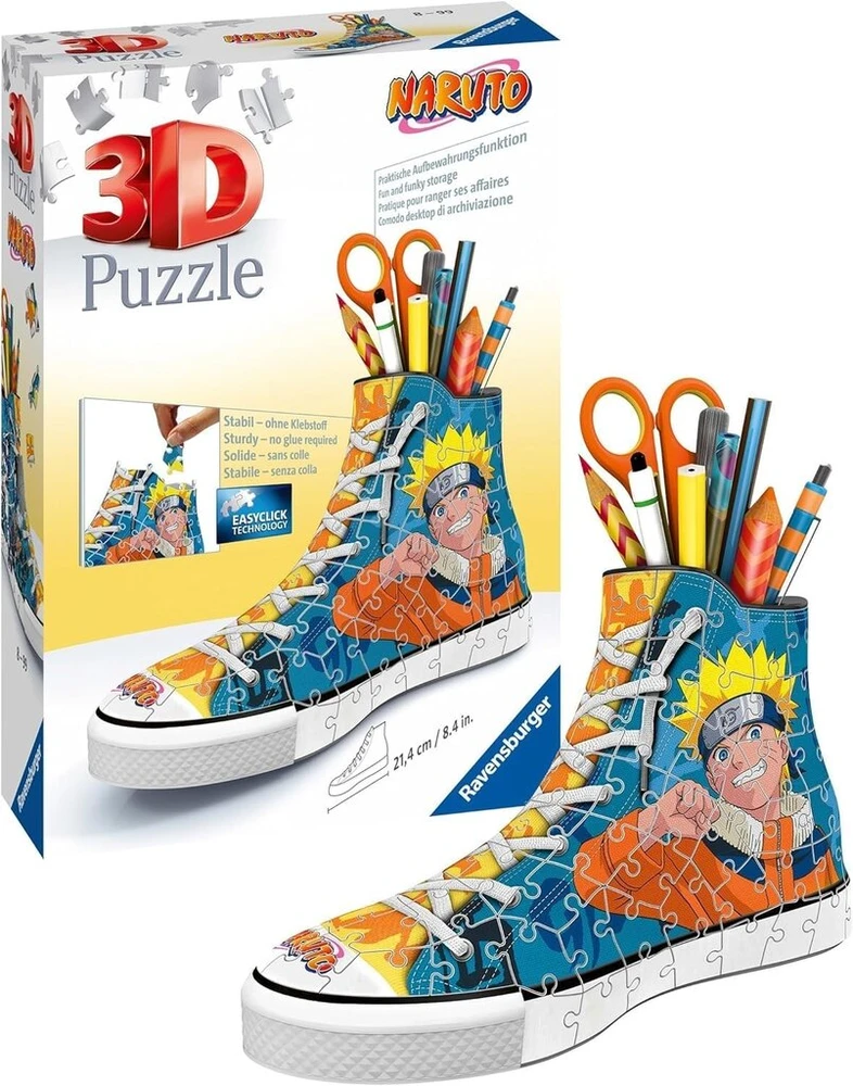 Ravensburger 3d dėlionė 11543 - Naruto sportbatis - praktiškas rašiklių laikiklis - stalo organizatorius dideliems ir mažiems japoniškos manga serijos gerbėjams nuo 8 metų