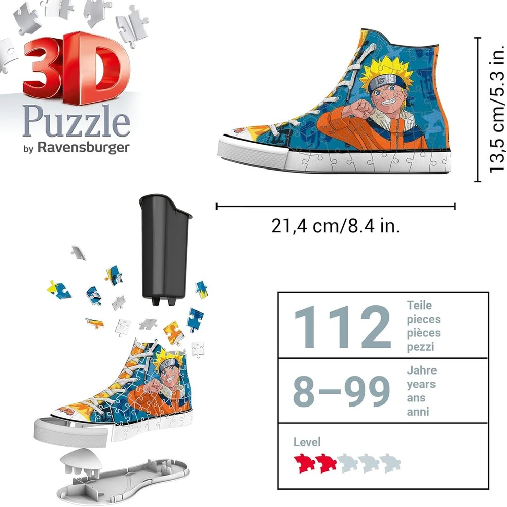 Ravensburger 3d dėlionė 11543 - Naruto sportbatis - praktiškas rašiklių laikiklis - stalo organizatorius dideliems ir mažiems japoniškos manga serijos gerbėjams nuo 8 metų