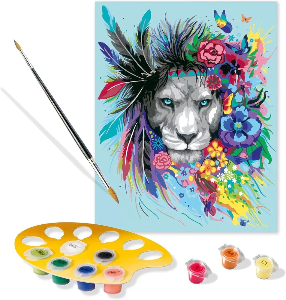 Ravensburger Creart 20130 Boho Lion paveikslas pagal skaičius suaugusiems, „pasidaryk pats“ paveikslų rinkinys su teptuku ir akriliniais dažais, dovana moterims ir vyrams, paveikslas suaugusiems