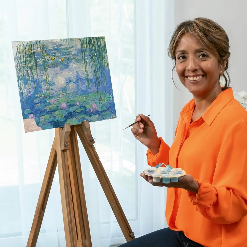 Ravensburger Creart 23651 - vandens lelijos (claude Monet) - piešimas pagal skaičius suaugusiems, „pasidaryk pats“ piešimo rinkinys su teptuku ir akriliniais dažais, dovana moterims ir vyrams, paveikslas suaugusiems