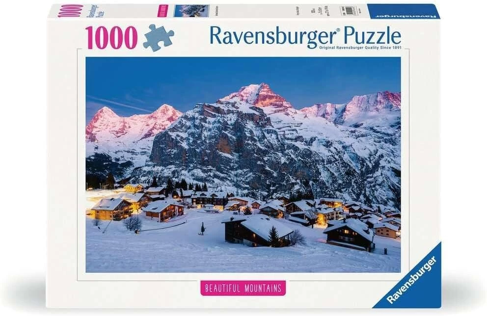Ravensburger dėlionė 12000254 - Berno Oberlandas, Mürren - 1000 detalių, gražių kalnų kolekcija, suaugusiems ir vaikams nuo 14 metų