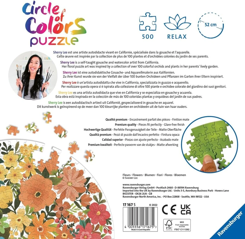 Ravensburger Dėlionė 500 Detalių: Spalvų Ratas Gėlės