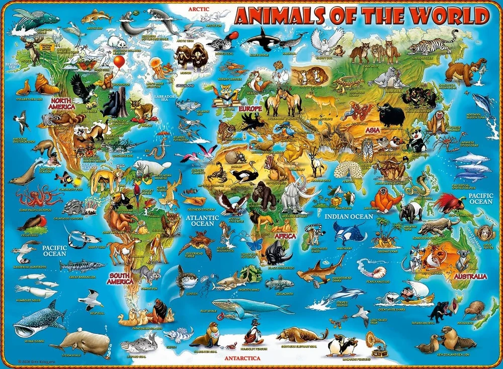 Ravensburger Dėlionė "gyvūnai Pasaulyje" 100 Detalių