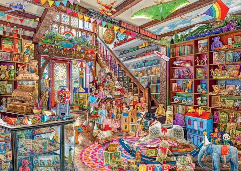Ravensburger Dėlionė The Fantasy Toy Shop 1000 detalių, skirta suaugusiems - 12000006 - Rankdarbių įrankiai, pagaminta Vokietijoje, kiekviena detalė kartu