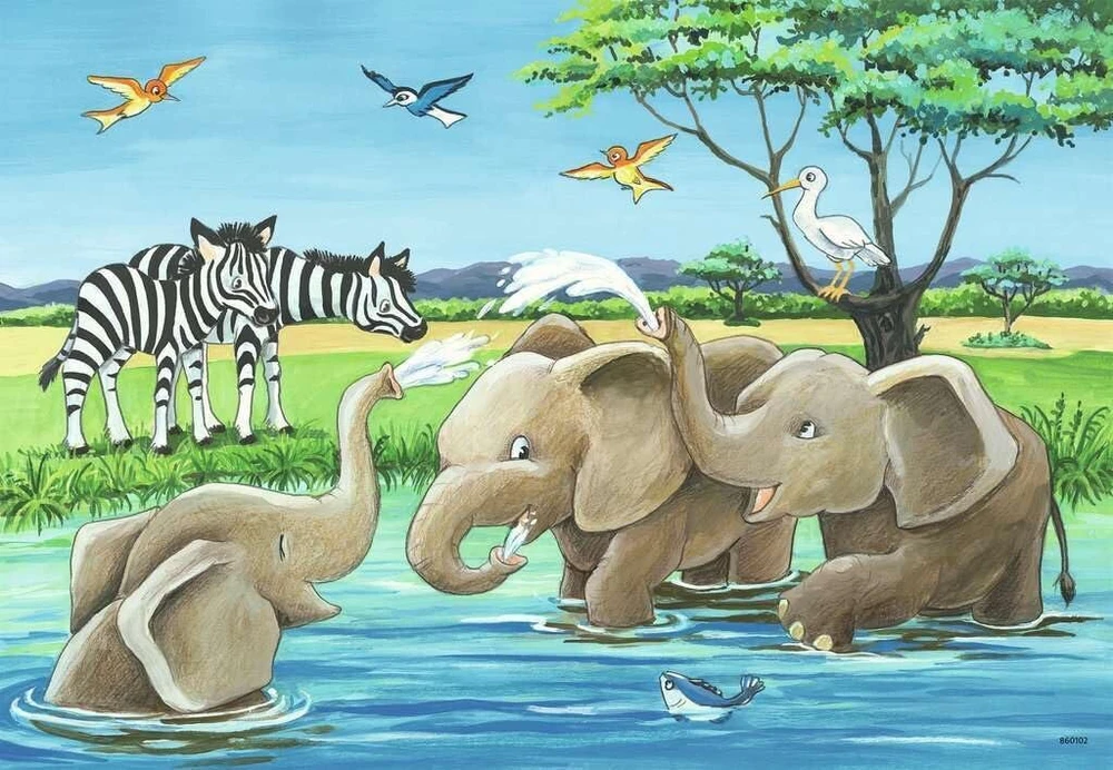 Ravensburger Dėlionė Vaikams - Gyvūnai Iš Viso Pasaulio, 2 x 12 Detalės
