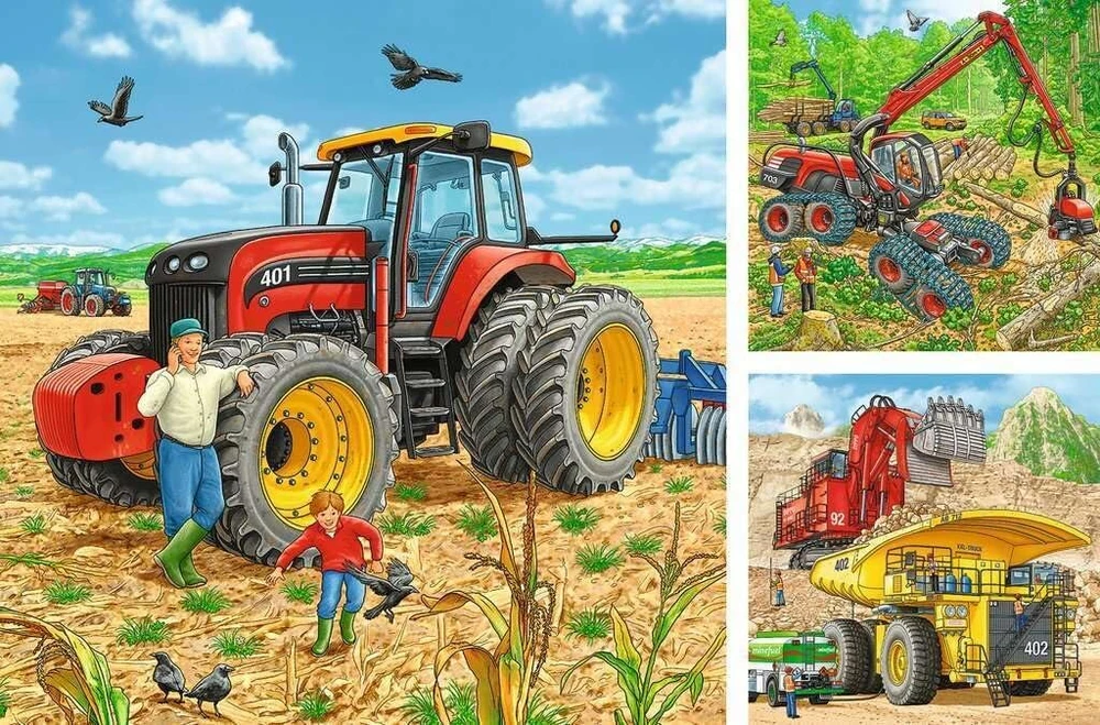 Ravensburger didelės mašinos 3x49d. - įvairios