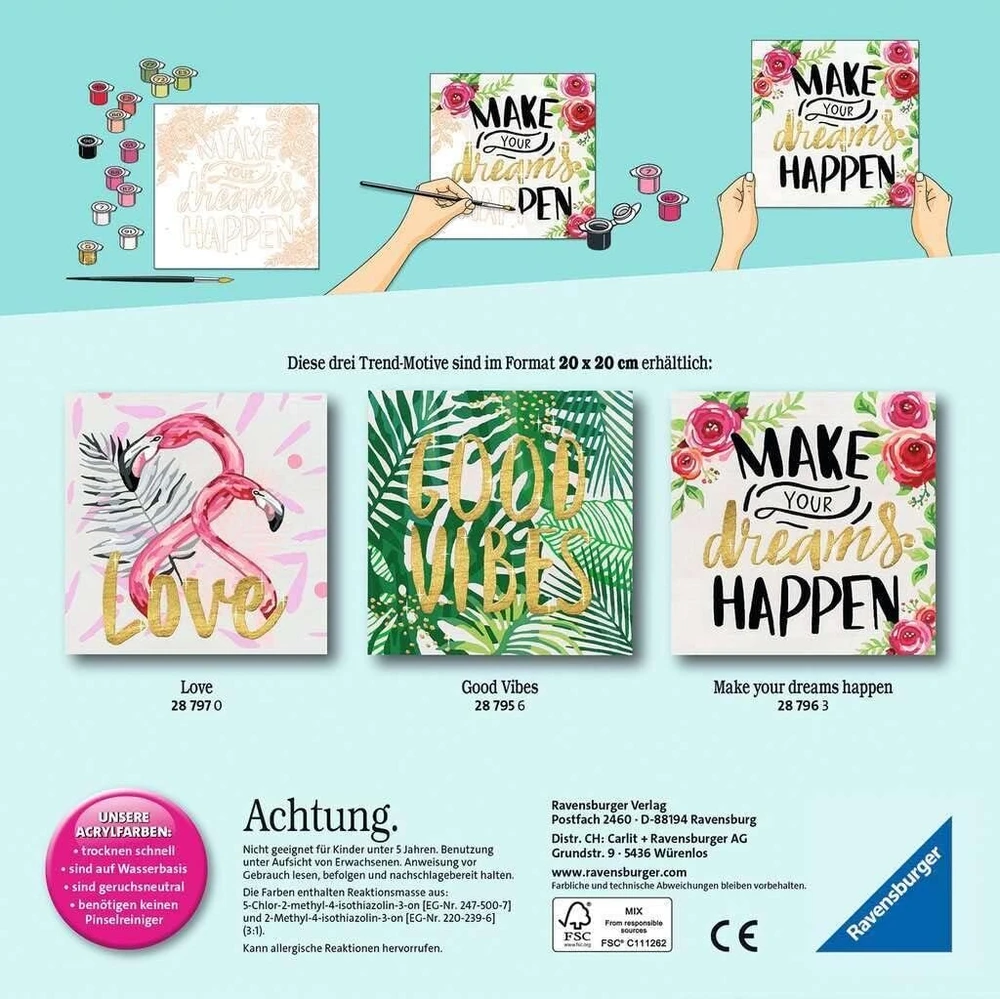 Ravensburger Piešimas pagal skaičius 28797 Meilė - piešimas pagal skaičius suaugusiems, puikus rezultatas su aukštos kokybės menininko reikmenimis, be rėmo
