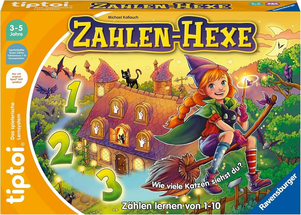 Ravensburger tiptoi žaidimas 00132 skaičių ragana, mokymasis skaičiuoti nuo 1 iki 10 vaikams nuo 3 metų