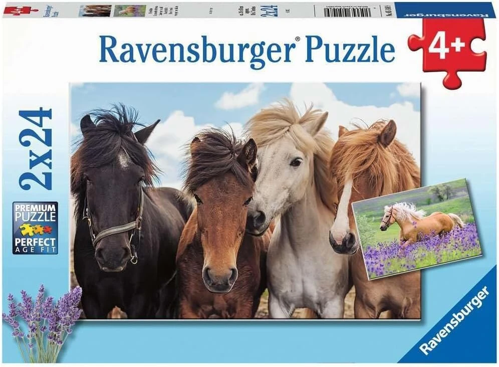 Ravensburger vaikiška dėlionė 05148 Horse Love dėlionė vaikams nuo 4 metų su 2 x 24 detalėmis