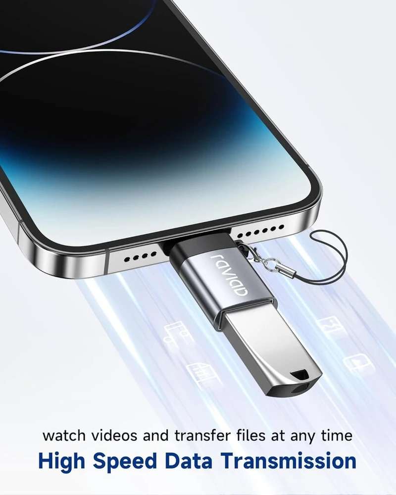 Raviad lightning į usb adapteris, iphone usb atmintinės adapteris kompaktiškas usb 3.0 otg adapteris, skirtas iphone/ipad, palaiko flash atmintinę, šakotuvus, midi klaviatūrą, pelę, klaviatūrą, kamerą, kortelių skaitytuvą