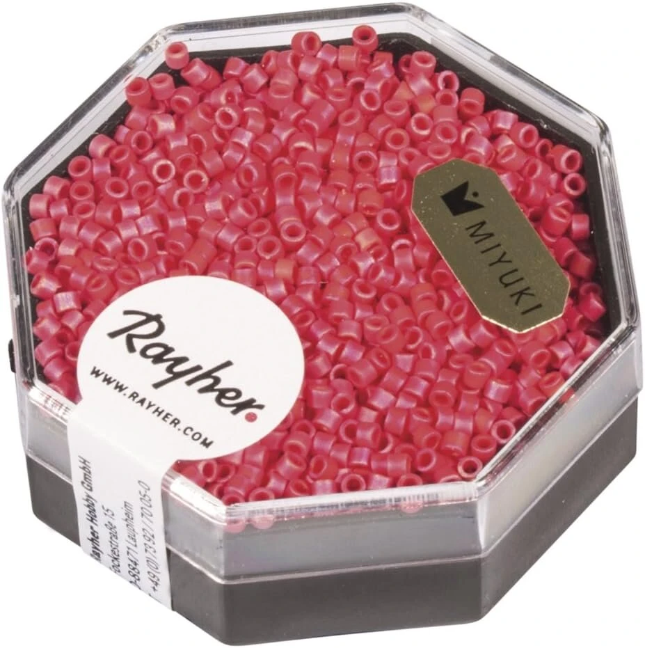 Rayher Delica Rocailles 14764287 1.6 mm skersmens klasikinė raudona, 6 g