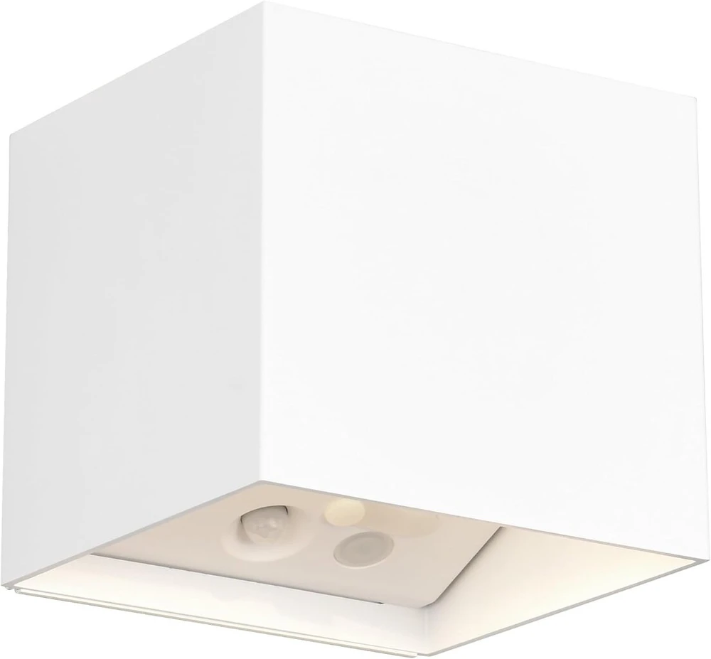Reality Leuchten Genie R24169631 Led lauko sieninis šviestuvas su baterijomis, matinis baltas plastikas, su 1 W Led judesio davikliu