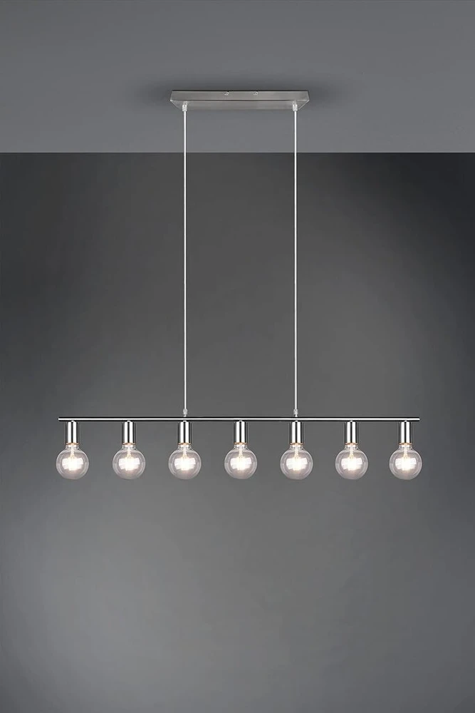 Reality Leuchten pakabinamas šviestuvas Vannes R30187007, metalas, matinis nikelis, be 7x E27