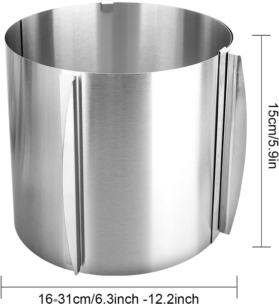 Reguliuojamas torto žiedas 15 cm aukščio, nerūdijančio plieno, 16-30 cm