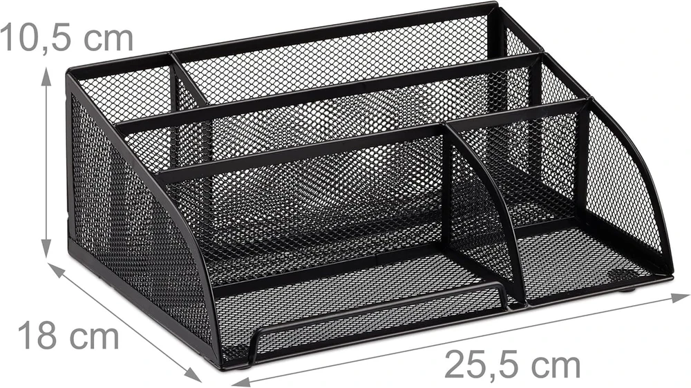 Relaxdays Stalo organizatorius, metalinis, juodas, 18 x 25.5 x 10.5 cm