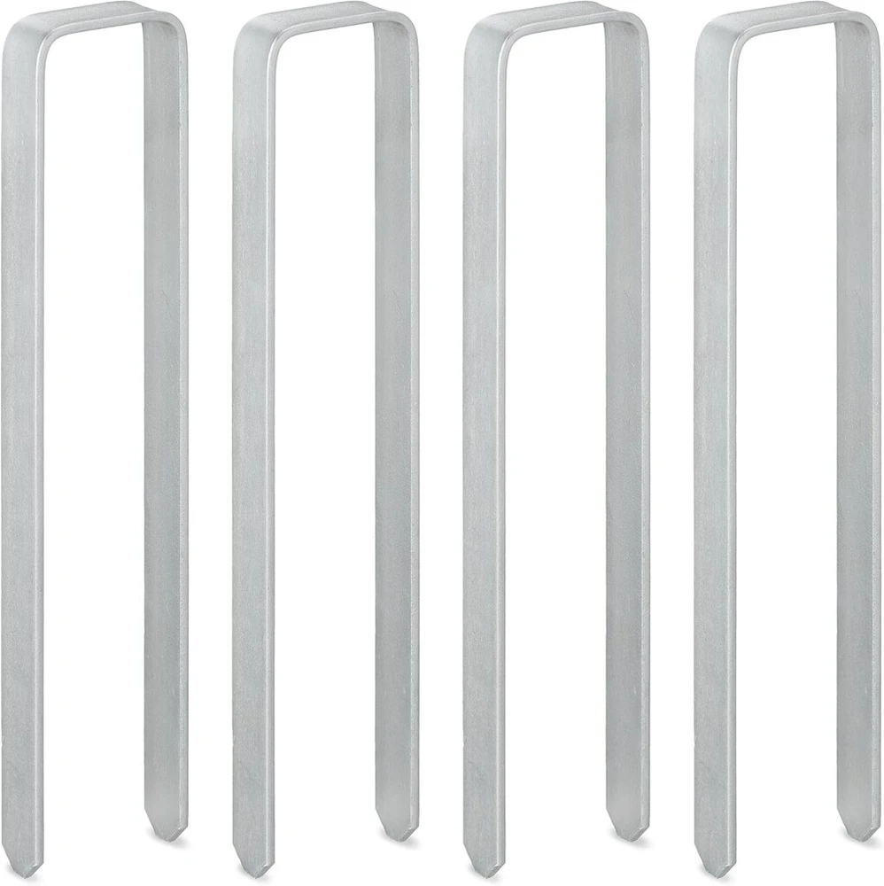 Relaxdays Žemės inkarai, 4 vnt., rožių arkai, U formos, galvanizuoti, tvirti, Xxl žemės kabliai, A x P x G: 30 x 6 x 2,5 cm, sidabriniai
