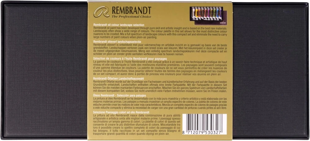 Rembrandt profesionalių aliejinių dažų rinkinys, kraštovaizdžio pasirinkimas su 10 spalvų (15 ml tūbelės), menininko kokybės aliejiniai dažai