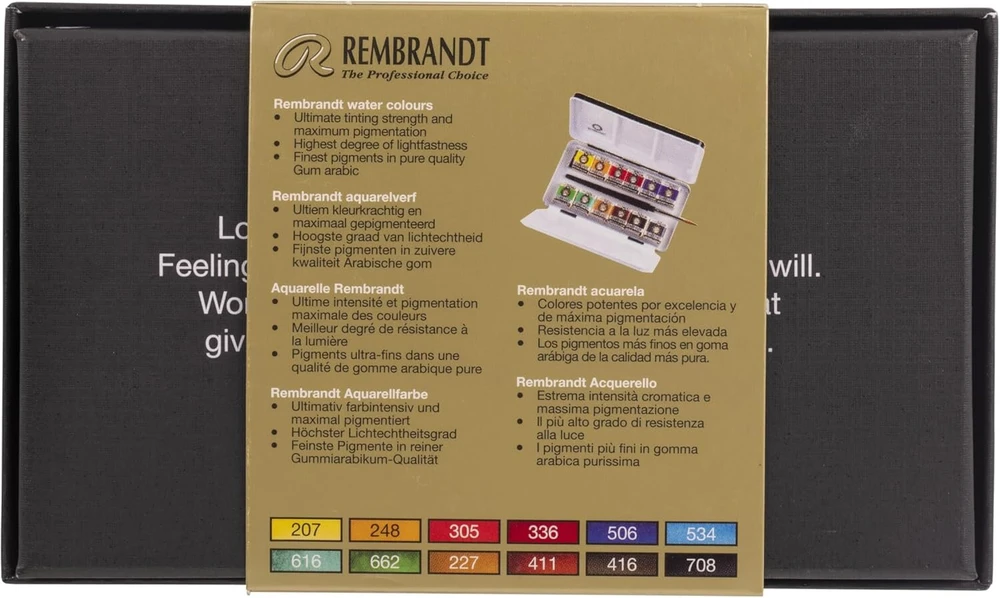 Rembrandt profesionalūs akvarelės dažai, metalinė dėžutė, 12 spalvų