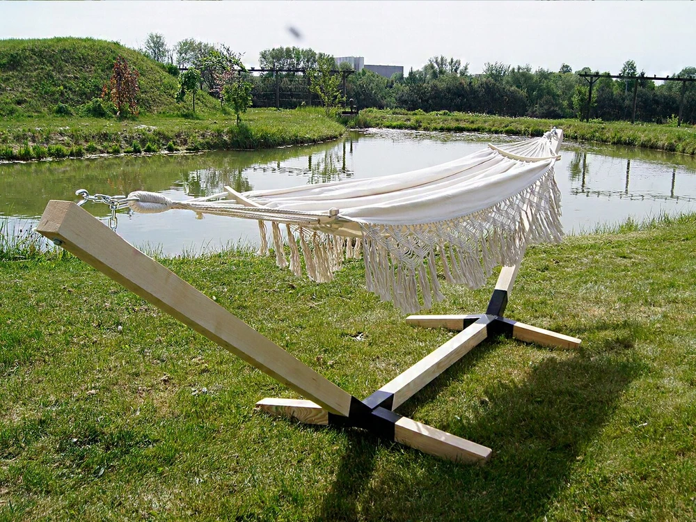 Rėmo ir hamako komplektas 2os boho ecru nešiojamas komplektas comfort zone iki 280 kg