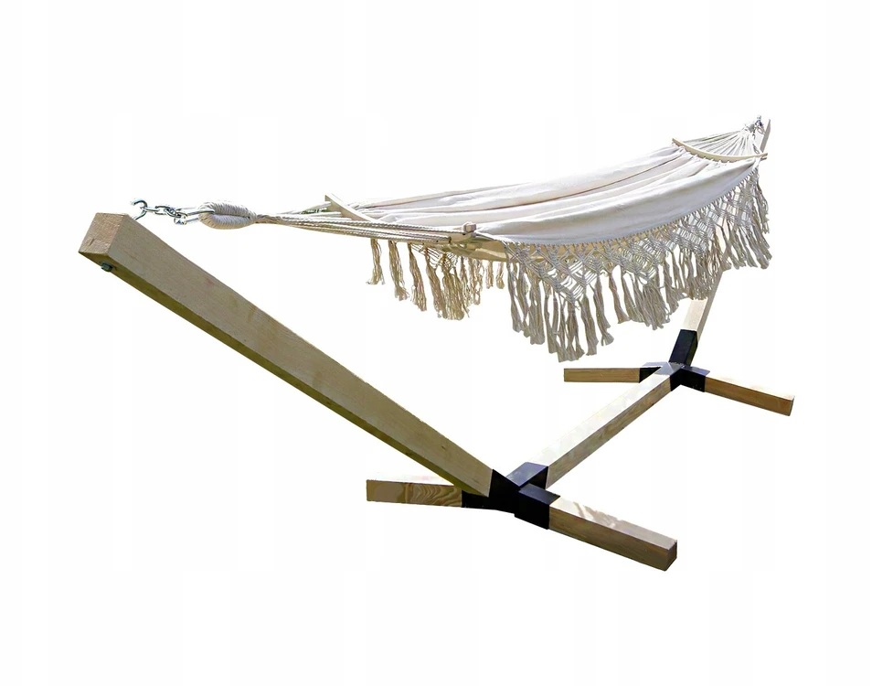 Rėmo ir hamako komplektas 2os boho ecru nešiojamas komplektas comfort zone iki 280 kg