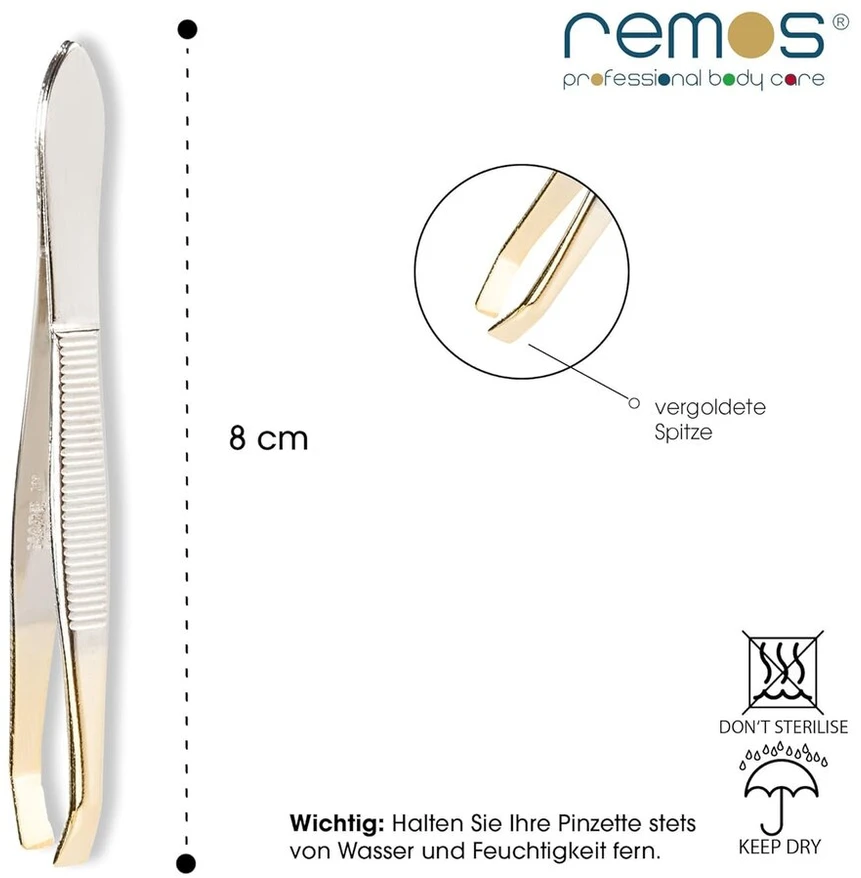 Remos pincetas, tiesus, paauksuotas galiukas