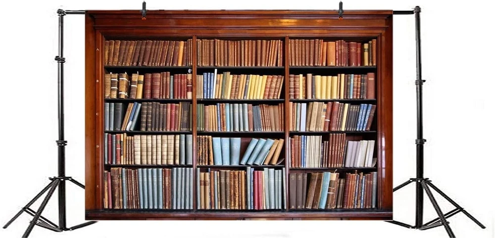 Renaiss 1.5 x 1 m retro bibliotekos knygų spintos fonas fotografijai vintažinių knygų krūva klasikinių knygų fonas studentų vaikų suaugusiųjų portretų fotografavimo foto studijos rekvizitai