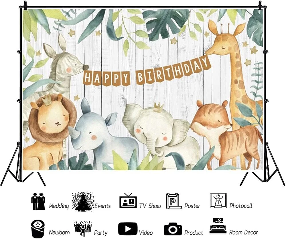 Renaiss 2.2 x 1.5 m džiunglių safari gyvūnų fotografijos fonas baltas medis gimtadienio fonas laukinės gamtos zoologijos sodo tema vakarėlio dekoracija foto studijos rekvizitai kūdikio sutiktuvių mergaitės berniuko portreto tapetai