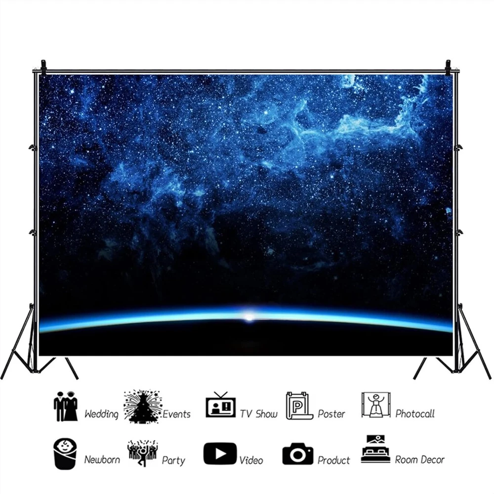Renaiss 4.5 x 3 m Visatos erdvės tema fotografijos fonas - žvaigždėtas dangus berniukų gimtadienio vakarėlio reklamjuostei „youtube“ - vaiko suaugusiojo portreto tapetų nuotraukų studijos rekvizitai