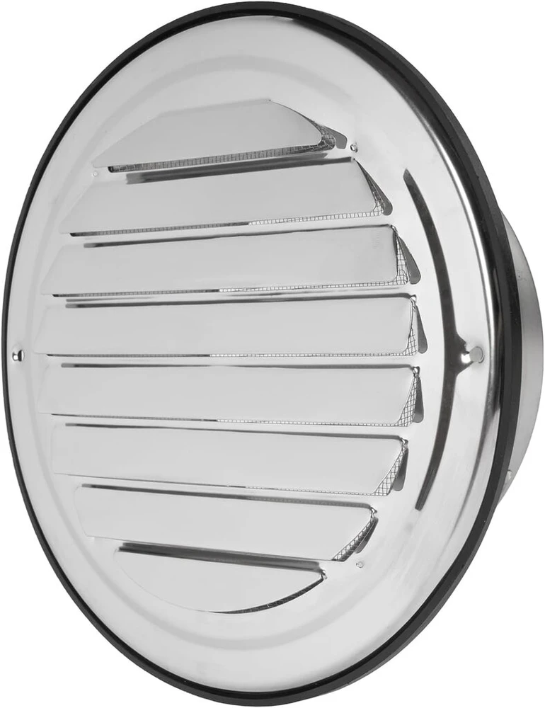 Repa Market 150 mm apvali ventiliacijos grotelė iš nerūdijančio plieno, ištraukimo gaubtas ventiliacijos sistemoms, oro kondicionavimui - su guminiu sandarikliu - ventiliacijos dangtelis džiovyklės ir viryklės gaubto vamzdžiui - sieninis