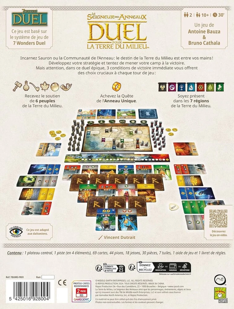 Repos Production - Asmodee - Žiedų valdovas: Dvikova dėl Viduržemio – strateginis stalo žaidimas 2 žaidėjams – sukūrė Antoine Bauza ir Bruno Cathala – nuo 10 metų