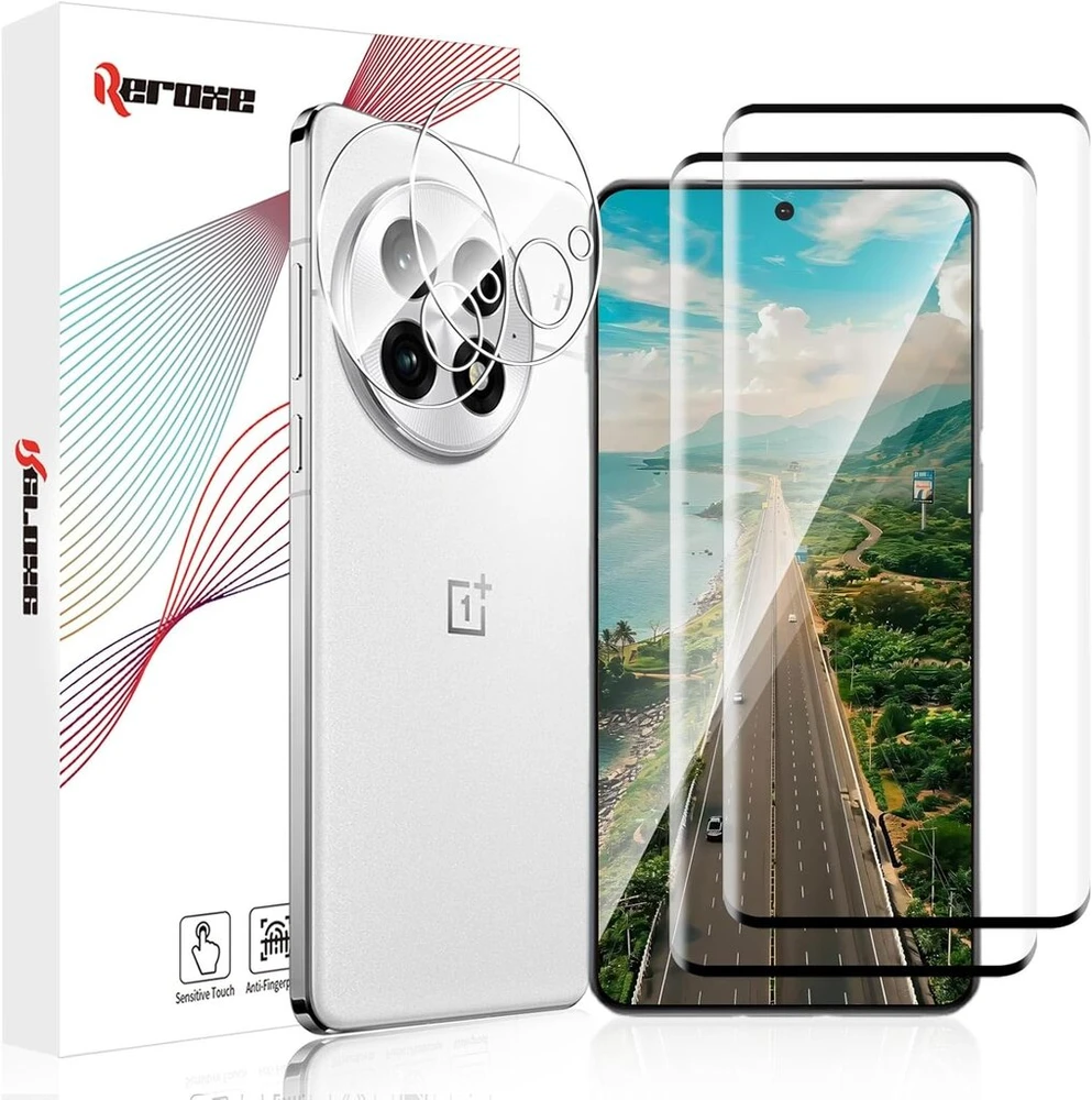 Reroxe 2+2 grūdinto stiklo ekrano apsaugų rinkinys, skirtas Oneplus 13 5g, apsauga nuo burbuliukų, apsauga nuo pirštų atspaudų, itin skaidrus, lengvai montuojamas ekrano apsauga, 3d viso ekrano, apsauga nuo nešvarumų