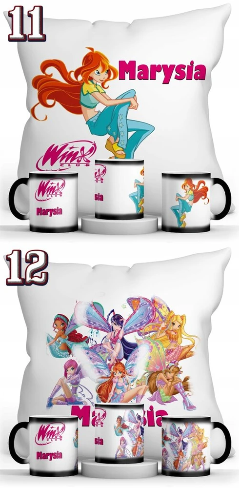Resolid Winx Club magiškas puodelis + pagalvė + vardas
