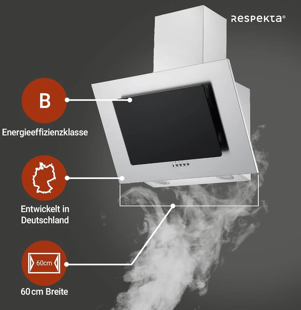 Respekta Ch 22058 Ixb nerūdijančio plieno kamininis gaubtas, 60 cm