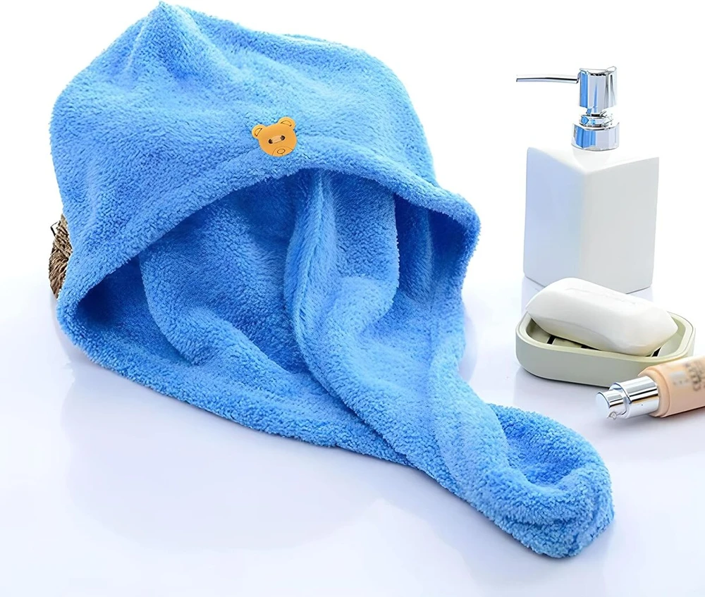 Retoo plaukų turbanas, mikropluošto rankšluostis, plaukų rankšluostis, turbanas, mikropluošto rankšluostis plaukams džiovinti, galvos apdangalas, rankšluostis ilgiems plaukams, greitai džiūstantis turbanas, 26 x 65 cm, mėlynas