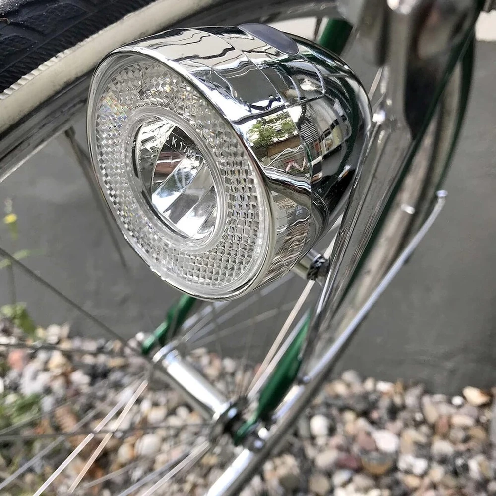 Retro Led Dviračio Priekinis Žibintas su Chromo Išvaizda