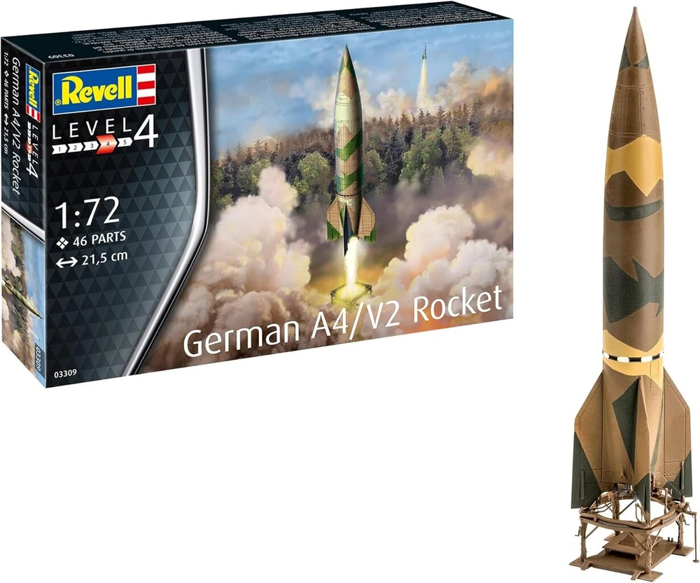 Revell Gmbh 03309 vokiška A4/v2 raketa, plastikinis modelio rinkinys, juoda ir balta, 1:72