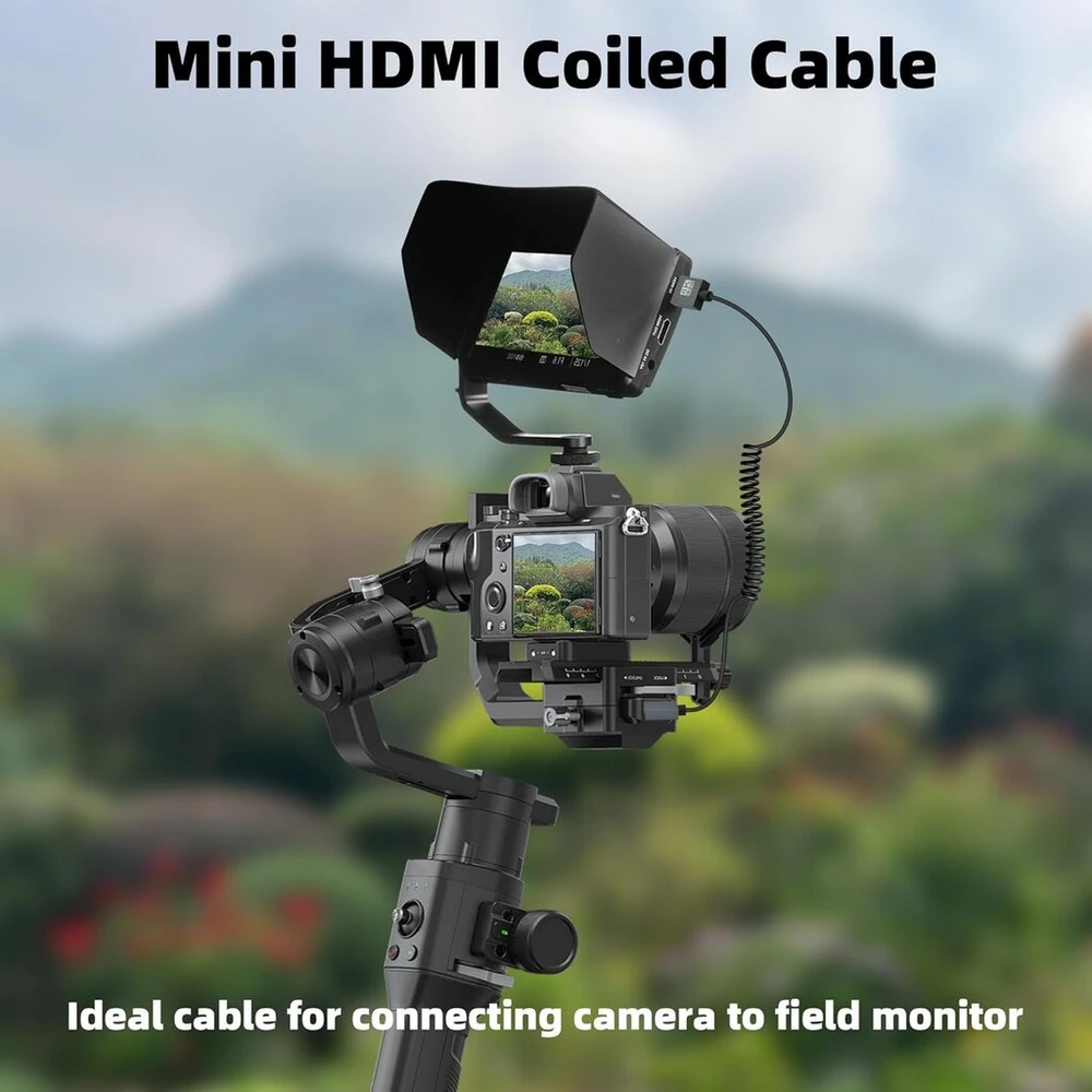Riieyoca 8k Mini Hdmi į Hdmi trumpas spiralinis kabelis, 90 laipsnių stačiu kampu 48gbps didelės spartos Hdmi2.1 palaiko Hdr, 8k@60hz, 4k@120hz, suderinamas su vaizdo kameromis, monitoriais (right)