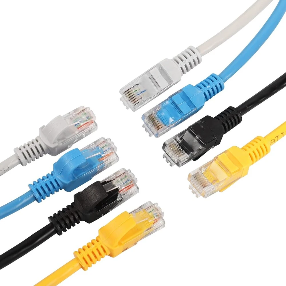 Riieyoca trumpas cat5e ethernet patch kabelis 30 cm, rj45 lan tinklo kabelis be užsikabinimų, skirtas maršrutizatoriams, modemams, jungikliams, serveriams (8 skirtingų spalvų pakuotė)