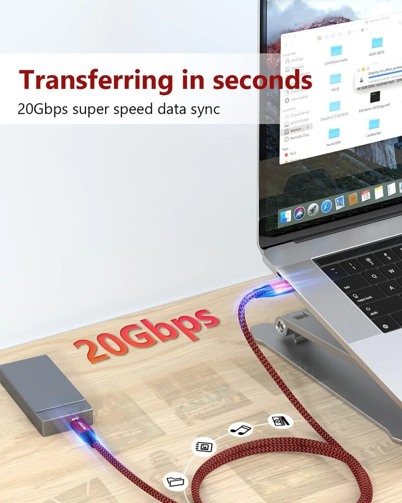 Riitop Usb-c į Usb-c kabelis 100 W 2 m, Pd greitas įkrovimas 20 V, 5 A, Usb Type-c kabelis Gen2 20 Gbit/s, 4k vaizdo perdavimas