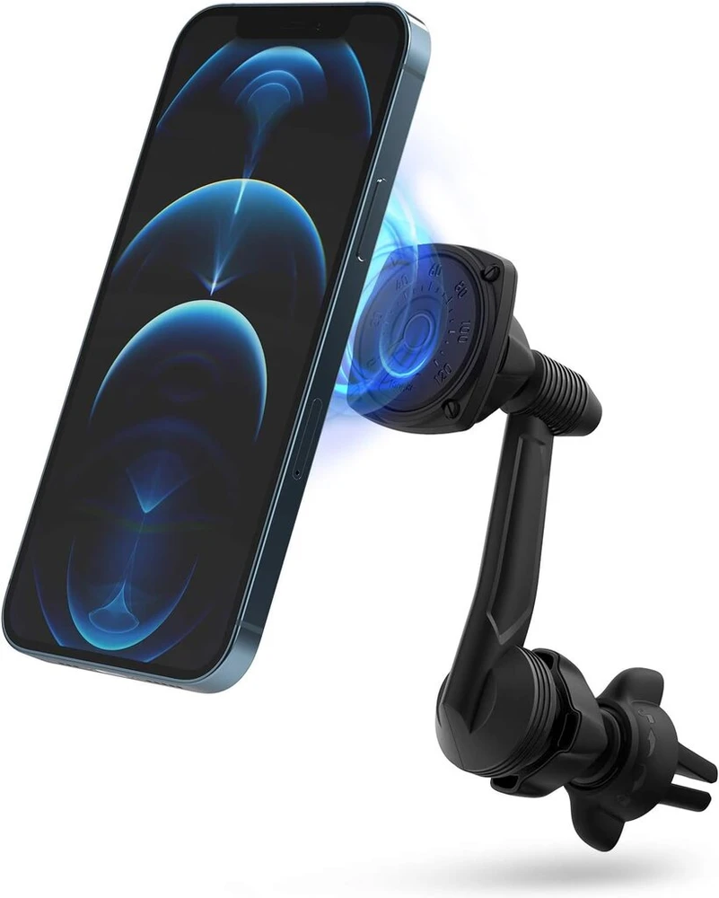 Ringke Power Clip Wing magnetinis telefono laikiklis automobilinis laikiklis prie oro ventiliacijos grotelių 360° pasukimas ilgas kaklelis dvigubo reguliavimo technologija išmaniesiems telefonams, planšetiniams kompiuteriams ir kitiems nešiojamiems įrengi